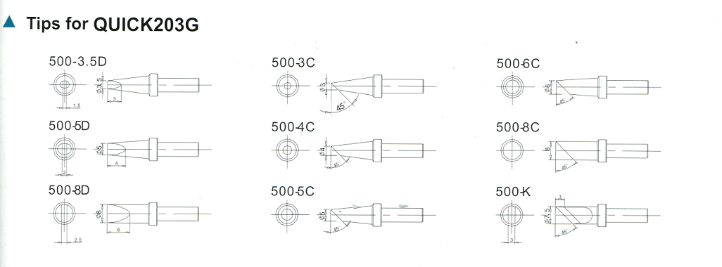 SOLDERING TIPS FOR QUICK203G : ปลายหัวแร้ง