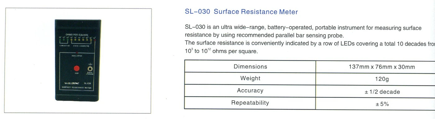 สเปค DR.SCHNEIDER PC SL-030 : surface resistance meter : เครื่องทดสอบความต้านทานพื้นผิว