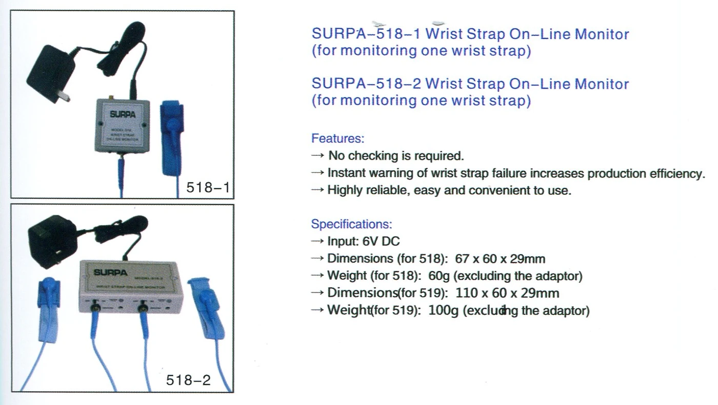 สเปค Supra 518 : wrist strap tester : เครื่องทดสอบสายรัดข้อมือป้องกันไฟฟ้าสถิตย์